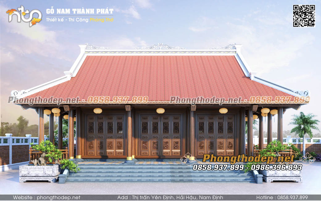 Mẫu nhà gỗ 3 gian 2 chái tại Hải Phòng